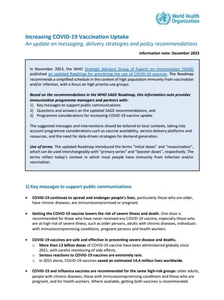 Increasing COVID-19 vaccination uptake